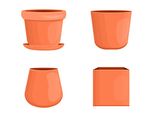 Set of flower pots, vases. Vector stock illustration. Items for home and interior. isolated. cartoon style
