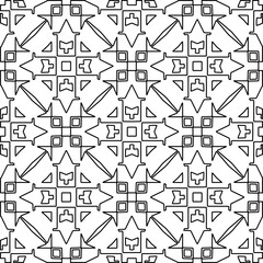 Abstract background with figures from lines. black and white pattern for web page, textures, card, poster, fabric, textile. Monochrome graphic repeating design.