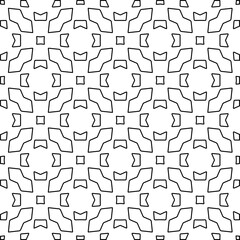 Abstract background with figures from lines. black and white pattern for web page, textures, card, poster, fabric, textile. Monochrome graphic repeating design.