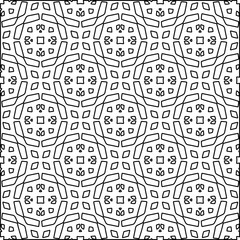 Abstract background with figures from lines. black and white pattern for web page, textures, card, poster, fabric, textile. Monochrome graphic repeating design.