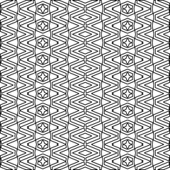 Abstract background with figures from lines. black and white pattern for web page, textures, card, poster, fabric, textile. Monochrome graphic repeating design.