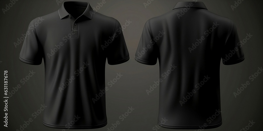 Wall mural Realistic mockup of male black polo shirt. AI generative