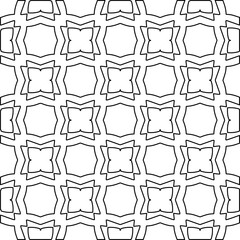 Abstract background with figures from lines. black and white pattern for web page, textures, card, poster, fabric, textile. Monochrome graphic repeating design.