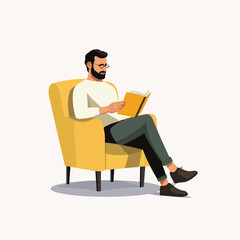 Obraz na płótnie Canvas man reading book vector flat minimalistic isolated illustration