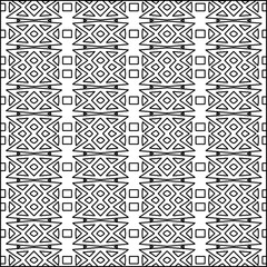 Abstract background with figures from lines. black and white pattern for web page, textures, card, poster, fabric, textile. Monochrome graphic repeating design.