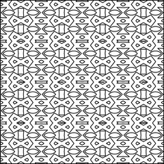 Abstract background with figures from lines. black and white pattern for web page, textures, card, poster, fabric, textile. Monochrome graphic repeating design.