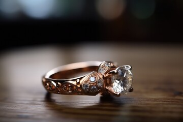 realistic diamond golden ring photography a fashionable jewel generative ai