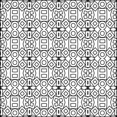 Abstract background with figures from lines. black and white pattern for web page, textures, card, poster, fabric, textile. Monochrome graphic repeating design.