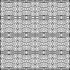 Abstract background with figures from lines. black and white pattern for web page, textures, card, poster, fabric, textile. Monochrome graphic repeating design.