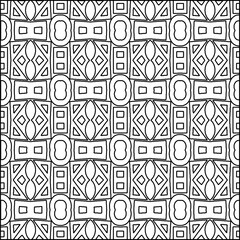 Abstract background with figures from lines. black and white pattern for web page, textures, card, poster, fabric, textile. Monochrome graphic repeating design.