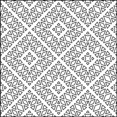 Abstract background with figures from lines. black and white pattern for web page, textures, card, poster, fabric, textile. Monochrome graphic repeating design.