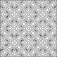 Abstract background with figures from lines. black and white pattern for web page, textures, card, poster, fabric, textile. Monochrome graphic repeating design.