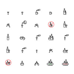 Alcohol drink related vector icon set .