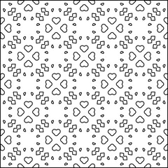 Abstract background with figures from lines. black and white pattern for web page, textures, card, poster, fabric, textile. Monochrome graphic repeating design.