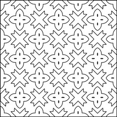 Abstract background with figures from lines. black and white pattern for web page, textures, card, poster, fabric, textile. Monochrome graphic repeating design.