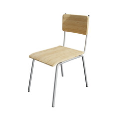 Wooden school chair isolated. 3d render