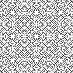 Abstract background with figures from lines. black and white pattern for web page, textures, card, poster, fabric, textile. Monochrome graphic repeating design.