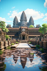 Obraz premium Awakening the Soul, Generative Artificial Intelligence Featuring Angkor Wat