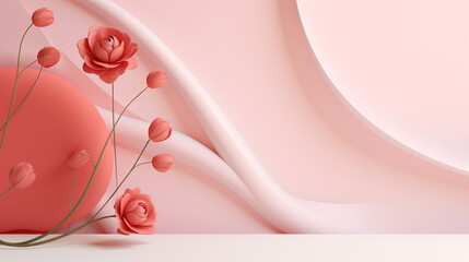 romantic abstract background with roses. Generative Ai. 