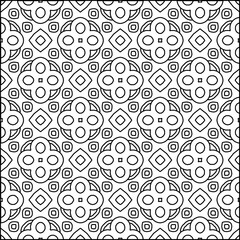 Abstract background with figures from lines. black and white pattern for web page, textures, card, poster, fabric, textile. Monochrome graphic repeating design.
