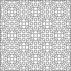 Abstract background with figures from lines. black and white pattern for web page, textures, card, poster, fabric, textile. Monochrome graphic repeating design.