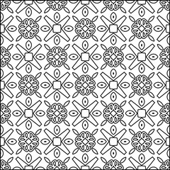 Abstract background with figures from lines. black and white pattern for web page, textures, card, poster, fabric, textile. Monochrome graphic repeating design.