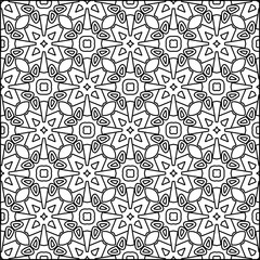 Abstract background with figures from lines. black and white pattern for web page, textures, card, poster, fabric, textile. Monochrome graphic repeating design.