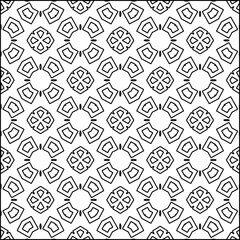 Abstract background with figures from lines. black and white pattern for web page, textures, card, poster, fabric, textile. Monochrome graphic repeating design.