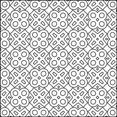 Abstract background with figures from lines. black and white pattern for web page, textures, card, poster, fabric, textile. Monochrome graphic repeating design.