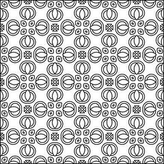 Abstract background with figures from lines. black and white pattern for web page, textures, card, poster, fabric, textile. Monochrome graphic repeating design.