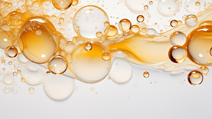 beautiful abstract background of golden bubbles on a white background. Generative Ai. 
