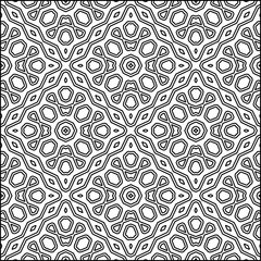 Abstract background with figures from lines. black and white pattern for web page, textures, card, poster, fabric, textile. Monochrome graphic repeating design.