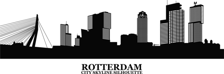 Photo sur Plexiglas Rotterdam Rotterdam city skyline silhouette