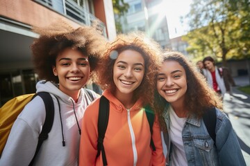 Young people taking a selfie after school