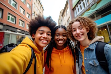 Group of high school students taking a selfie after school