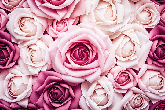 Floral background of pink roses.