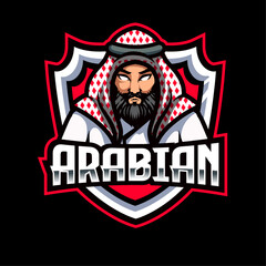Arabic Sultan mascot logo isolated