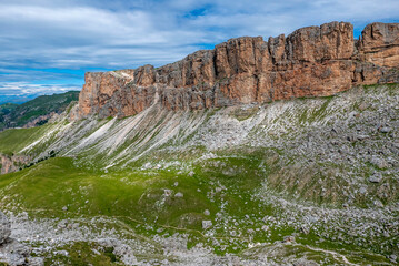 scenic dolomite landscape in summer