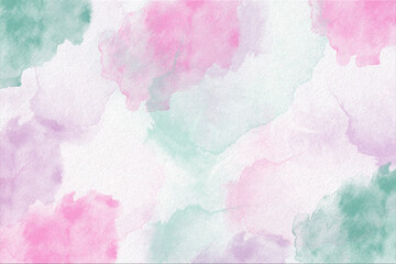 Light pink and green watercolor, ink, abstract background texture. Brush strokes on canva