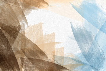 Brown and blue abstract watercolor texture background. Brush strokes on canva