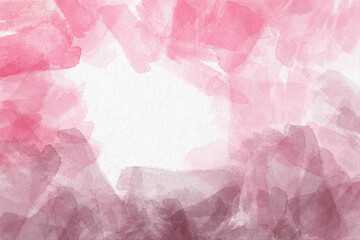 Pink and red watercolor, ink, abstract background texture. Brush strokes on canva