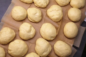 Making Polish donuts - yeast raised dough