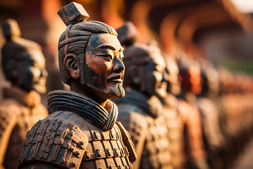 Ancient Guardians, Terracotta Soldiers Standing Tall in Chinese History - obrazy, fototapety, plakaty