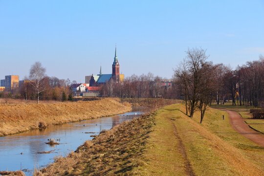 River Brynica in Piekary Slaskie, Poland