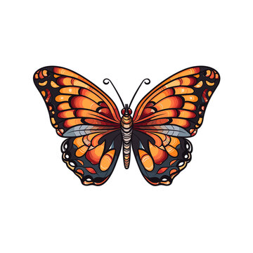 Cartoon Style Butterfly, PNG, Illustration