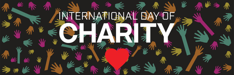 International Day of Charity banner design with a collage of hand as a background. Vector illustration