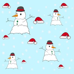 snowman cartoon cute colorful decorative cute hand drawn seamless