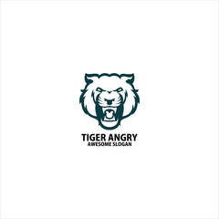 tiger angry logo design line art