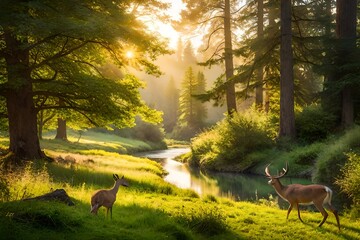 Obraz premium deer in the woods Generated Ai