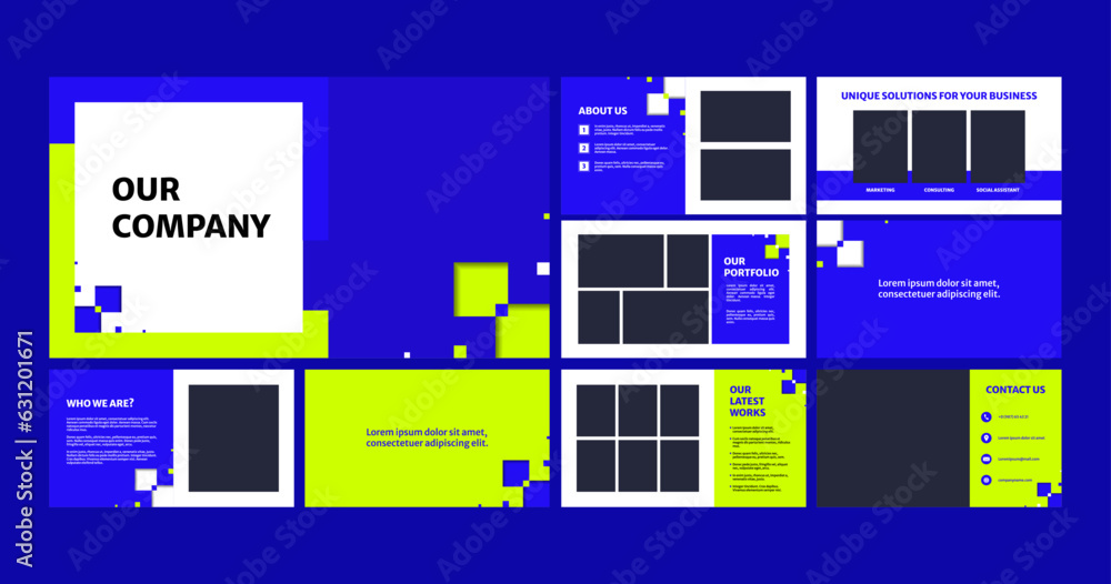 Wall mural a multipurpose presentation design with a modern design. minimalistic blue presentation template wit